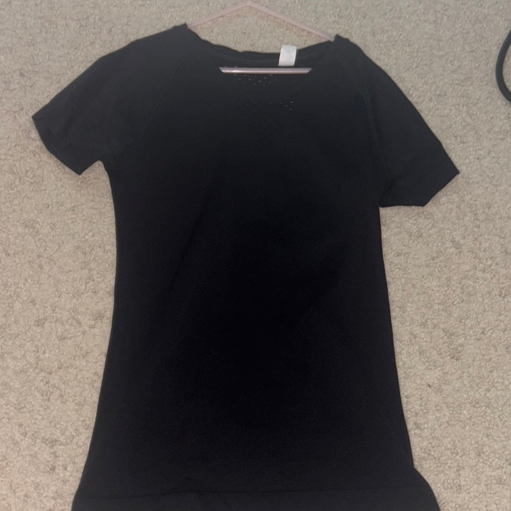 Zella Black Fitted Short Sleeve Crew Neck Tee